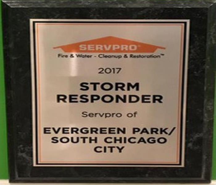 SERVPRO Storm Responder Award in a black frame