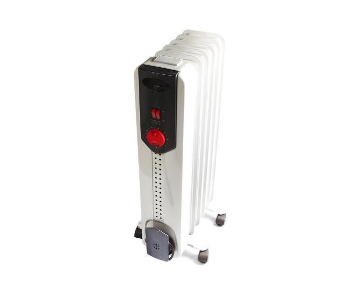 white standing space heater