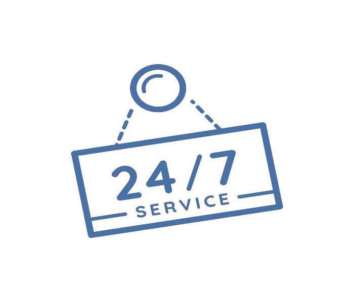 blue sign that says 24/7 service